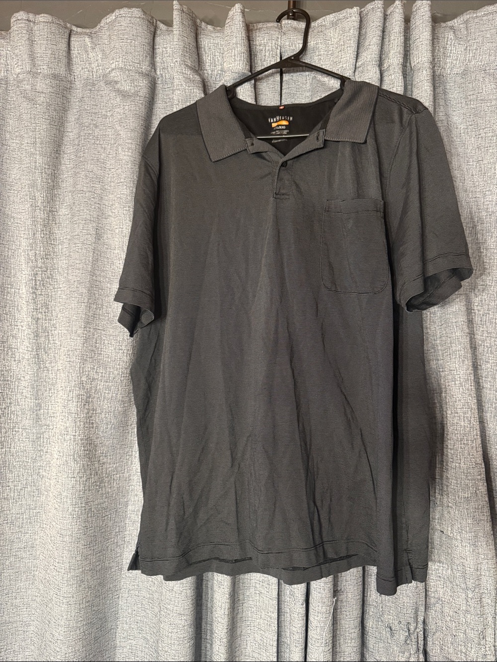 Men's Black Striped Polo Shirt with Chest Pocket
